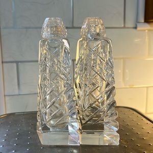 Vintage cut glass salt and pepper shaker set